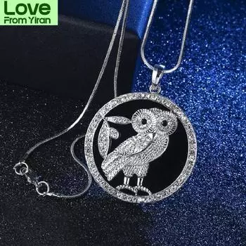 Яркое круглое круглое ожерелье с подвеской в виде совы для женщин, новые модные ювелирные изделия из кристаллов Other