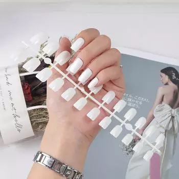 Яркое масло УФ-запечатывание на прямоугольной шляпке ногтя, европейский и американский ноготь, накладной ноготь, готовый продукт, упакованный в коробку strip