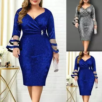 Яркое шелковое сетчатое вечернее платье с v-образным вырезом, свадебное вечернее платье, торжественное женское блестящее сетчатое облегающее платье с v-образным вырезом в стиле пэчворк 8XL серебряный