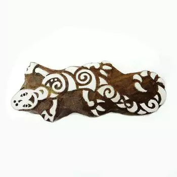 Ящерица Текстильная печать Блок гончарных изделий Марки ручной работы Скрап-книга Штамп 5.5 X 2 Inches коричневый