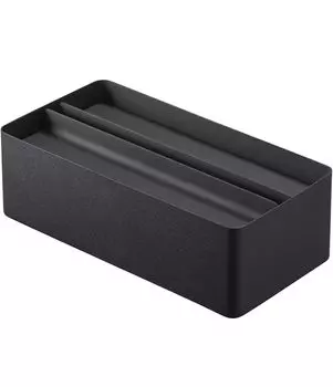 Ящик для бумажных полотенец Yamazaki Jitsugyo с крышкой, черный, Ш26 x Г13 x В8 см, чехол для бумажных полотенец Tower 4762, прибл. чёрный