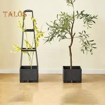 Ящик для цветов с решеткой Автоматический полив Простая сборка Приподнятая садовая грядка Всепогодный безопасный посадочный ящик для вьющихся вертикальных растений 28 cm