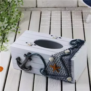 Ящик для хранения 24 см Декоративный Креативный Деревянный Органайзер для хранения в морском ресторане Держатель для салфеток Деревянная доска в средиземноморском стиле