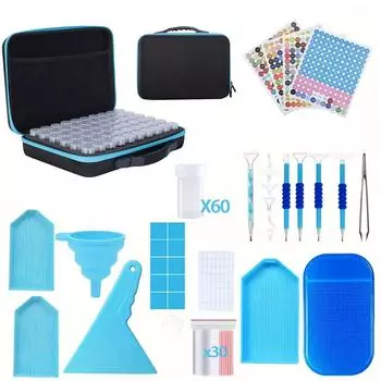 Ящик для хранения алмазной живописи Набор инструментов для алмазной живописи 5D DIY Стразы Аксессуары для рисования точечным сверлом Ручка Лоток Набор восковых бусин