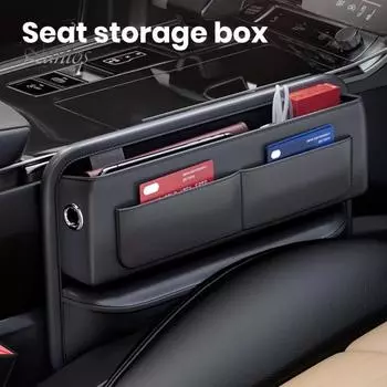Ящик для хранения автомобильного сиденья, щелевой органайзер для кабеля для передачи данных, мобильного телефона, искусственная кожа, универсальные аксессуары для хранения для автомобиля, внедорожника, грузовика чёрный