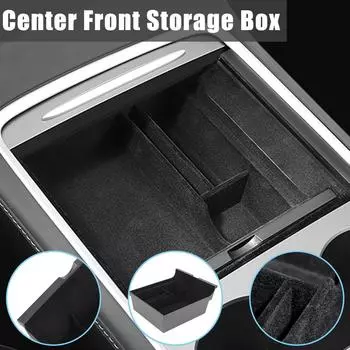 Ящик для хранения автомобильных аксессуаров для Tesla Model 3/Y 2021-2022, центральная консоль, подлокотник, скрытый ящик, лоток для внутренних аксессуаров, флокирование Front - ABS