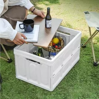 Ящик для хранения автомобиля, ящик для хранения на открытом воздухе, складной ящик для хранения в багажнике автомобиля, коробка для хранения автомобиля, органайзер для рыбалки и рыбалки 42cm28.5cm23.5cm белый