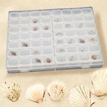 Ящик для хранения аксессуаров для ногтей, съемный 56 сеток, прозрачные видимые бусины, стразы, камни, ракушка, чехол для хранения разноцветный