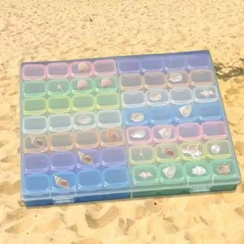 Ящик для хранения аксессуаров для ногтей, съемный 56 сеток, прозрачные видимые бусины, стразы, камни, ракушка, чехол для хранения