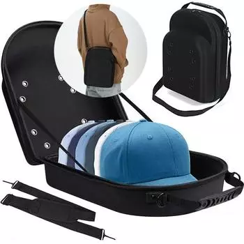 Ящик для хранения бейсболок EVA, переносной, устойчивый к давлению, твердый чехол, органайзер, сумка через плечо чёрный