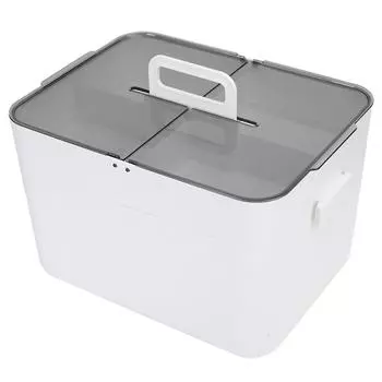 Ящик для хранения, большой, двухслойный, офисный, белый, пластиковый отсек, пылезащитный, аптечка