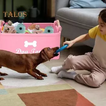 Ящик для хранения большой емкости, контейнер для хранения игрушек для домашних животных с деревянными ручками, фетровая корзина для хранения домашних животных B