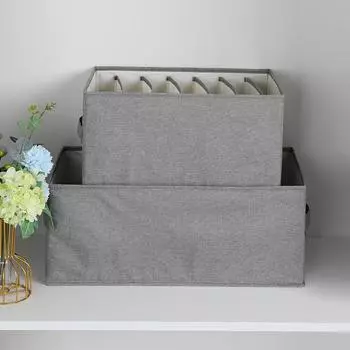 Ящик для хранения брюк Ящик для хранения одежды Ящик для хранения нижнего белья Джинсы Хозяйственные товары Ящик типа ящика 7GRIDS:36*25*20CM серый