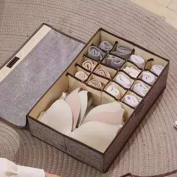 Ящик для хранения бюстгальтера, складной моющийся хлопковый льняной чехол для хранения носков большой емкости, товары для дома S хаки