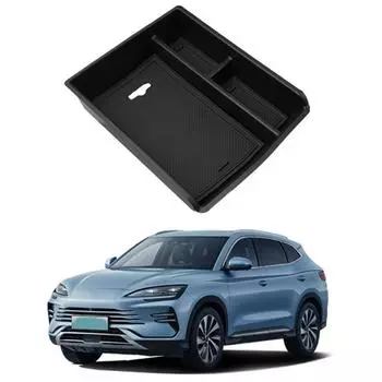 Ящик для хранения центральной консоли автомобиля для BYD Song Plus Champion Edition 2023, органайзер для центральной консоли, контейнеры, лотки, аксессуары чёрный