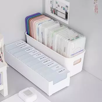 Ящик для хранения чехлов для мобильных телефонов, студенческое общежитие, настольная косметика, прямоугольная стойка для хранения канцелярских принадлежностей, переносная корзина для хранения 26*9*9.5cm белый