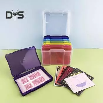 Ящик для хранения фотографий, набор-органайзер, дизайн с пряжкой, безопасное закрытие, мини-размер, портативный прозрачный чехол для хранения разноцветный
