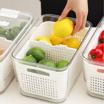 Ящик для хранения холодильника, кладовая, кухонный органайзер, легко чистящийся контейнер с морозильной камерой с 2 сетками
