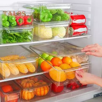 Ящик для хранения холодильника с крышкой Прозрачный штабелируемый футляр для фруктов и овощей Органайзер для яиц Чехол для организации продуктов питания Коробка для яиц Коробка для хранения яиц A