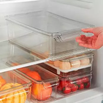 Ящик для хранения холодильника с крышкой Прозрачный штабелируемый футляр для фруктов и овощей Органайзер для яиц Чехол для организации продуктов питания Коробка для яиц Коробка для хранения яиц A
