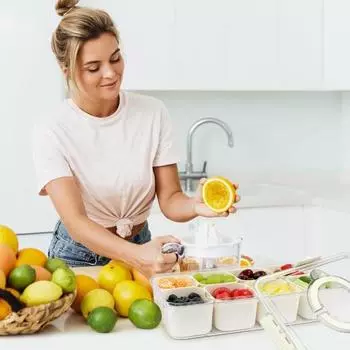 Ящик для хранения холодильника с прозрачной герметичной крышкой, 4/8 решеток, ящик для хранения продуктов, фрукты, специи, закуски, кухонный контейнер для имбиря, чеснока, ящик для хранения продуктов A