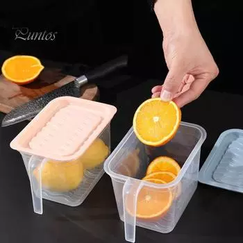 Ящик для хранения холодильника с ручкой крышки, штабелируемый, прозрачный, большой емкости, можно мыть в посудомоечной машине, безопасный для овощей, фруктов, органайзер для холодильника, контейнер для еды S белый