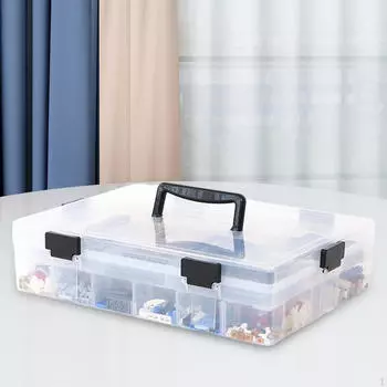 Ящик для хранения игрушек для детей, прозрачный ящик с крышкой, контейнер для мелочей, органайзер 2 Layer 36x26x9cm