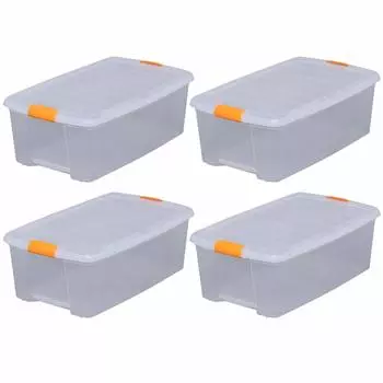 Ящик для хранения IRIS OHYAMA прозрачный 40 x 66 x 24 см Набор из 4 шт. TB-64 чистый