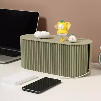 Ящик для хранения кабелей Съемная крышка Защита от пыли и влаги Защита от поражения электрическим током Защита от наматывания Большая вместимость отверстия Органайзер для проводов Настольный источник питания L белый