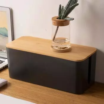 Ящик для хранения кабеля, деревянный чехол для хранения линии электропередачи, пылезащитный органайзер для розеток для зарядного устройства, чехол для проводов, домашний органайзер для намотки кабеля белый