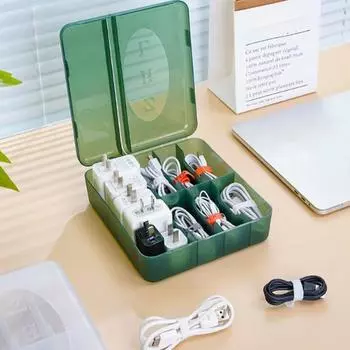 Ящик для хранения кабеля для передачи данных Адаптер Классификация проводов Несколько отделений Чехол для хранения Шнур Зарядное устройство Органайзер Портативный домашний офис Уличная электроника прозрачный