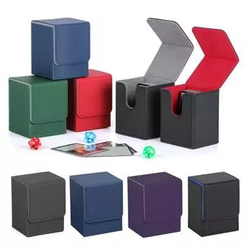 Ящик для хранения карт из искусственной кожи, многофункциональный магнитный держатель TCG, органайзер для торговых игровых карт, большой органайзер для спортивных игр синий/чёрный