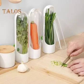 Ящик для хранения кинзы для холодильника. Хранитель трав с прозрачной крышкой. Регулируемые вентиляционные отверстия. Консервы без бисфенола А. Контейнер для хранения свежих овощей и трав. белый