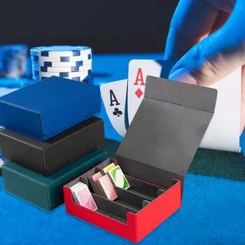 Ящик для хранения коллекционных карточек, кожаная застежка, кожаная коробка, 3-рядная искусственная магнитная коробка для игровых карточек чёрный