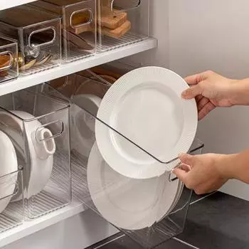 Ящик для хранения, компактный холодильник, кладовая, столешницы, кухонный прозрачный органайзер для хранения для домашнего использования S