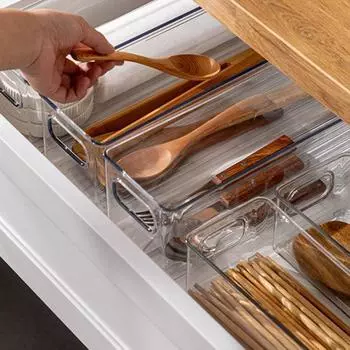 Ящик для хранения, компактный холодильник, кладовая, столешницы, кухонный прозрачный органайзер для хранения для домашнего использования S