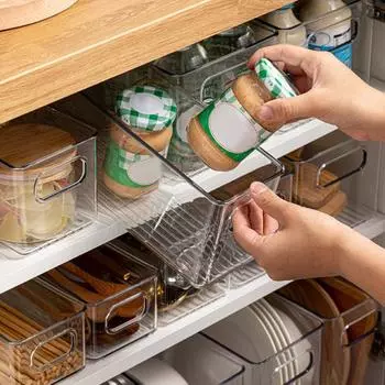 Ящик для хранения, компактный холодильник, кладовая, столешницы, кухонный прозрачный органайзер для хранения для домашнего использования S