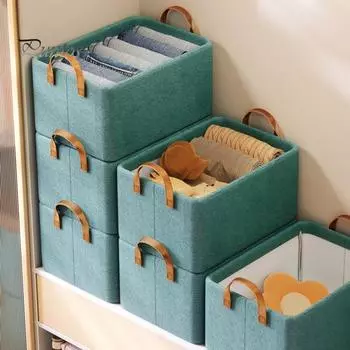 Ящик для хранения, компактный складной органайзер для хранения одежды большой емкости для полки в гардеробе зелёный