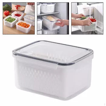 Ящик для хранения консервации холодильника Многоцелевой контейнер для холодильника со сливной корзиной для овощей