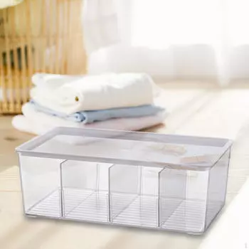 Ящик для хранения, контейнер для макияжа с крышкой, штабелируемый пылезащитный прозрачный косметический органайзер, чехол для рабочего стола