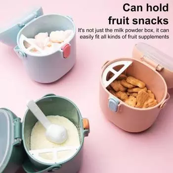 Ящик для хранения, контейнер для сухого молока с ручкой, большой емкости, пищевой, без BPA, портативный дозатор сухого молока, контейнер для закусок зелёный