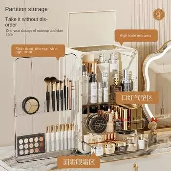 Ящик для хранения косметики, настольный, пылезащитный, большой емкости, ящик для домашнего хозяйства, легкая, роскошная полка для комода