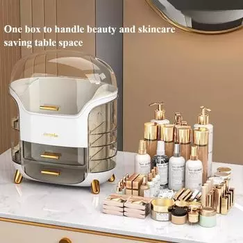 Ящик для хранения косметики, настольный ящик, большая емкость, прозрачный пылезащитный шкаф, туалетный столик, стойка для хранения ювелирных изделий белый