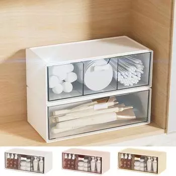 Ящик для хранения косметики, помады, стеллаж для хранения косметики, большой емкости, офисный ящик для хранения косметики White-1 Grid