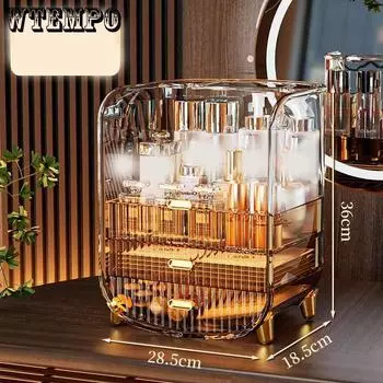 Ящик для хранения косметики, пыленепроницаемые средства по уходу за кожей, настольная полка, комод, акриловый ящик для хранения масок для лица, большая емкость 28.5*18.5*36cm синий