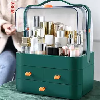 Ящик для хранения косметики, пылезащитный настольный органайзер для макияжа с ящиком для средств по уходу за кожей, полка для хранения косметики в доме L белый