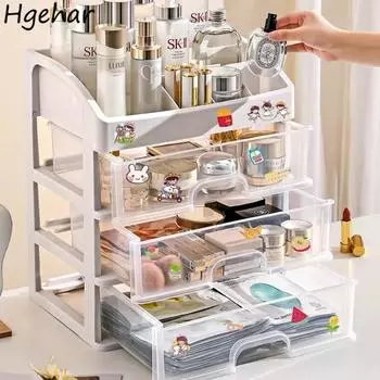 Ящик для хранения косметики с выдвижным ящиком, большой рабочий стол, организация косметики, общежитие, пылезащитный футляр для ювелирных изделий, защита для дома