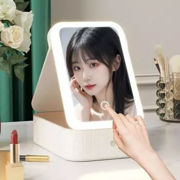 Ящик для хранения косметики со светодиодной подсветкой. Зеркало. Регулируемое 3 режима освещения. Перезаряжаемый с несколькими отделениями. Футляр для ювелирных изделий. Органайзер для макияжа на открытом воздухе. S розовый