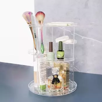 Ящик для хранения косметики, вращающийся на 360°, 8-слойный регулируемый вращающийся ящик для хранения средств по уходу за кожей, витрина для косметики с подставкой для кисточек, лоток для духов чистый