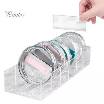 Ящик для хранения крышки стакана, прозрачный акриловый органайзер для крышки стакана с 5 разделителями, полое дно, легко сливаемая крышка стакана, ящик для хранения для кухонного шкафа